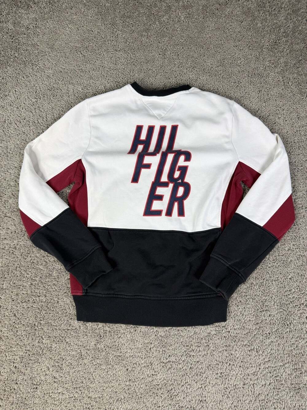 Tommy Hilfiger Sweatshirt Mens S Multicolor Colorblock Fleece Logo Sport